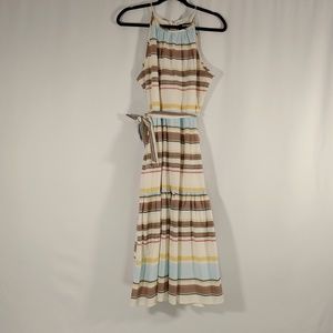 DKNY Women's sleeveless stripe halter midi dress size 8 NWT